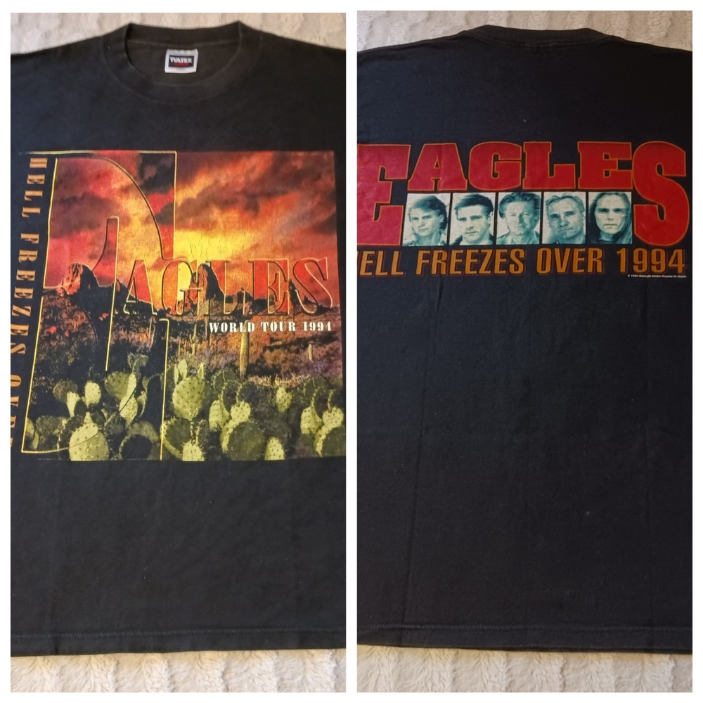 Vintage 1994 EAGLES Hell Freezes Over World Tour Shirt Size Large Tultex Tag 90s